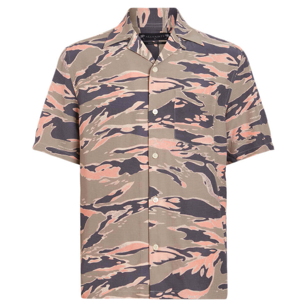 AllSaints Solar Camouflage Print Relaxed Fit Shirt